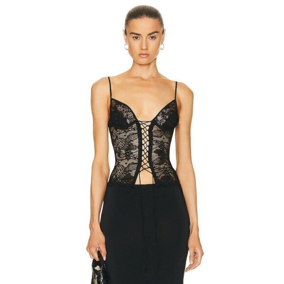 PRISCAVERA Lace Up Cami Top Black New Womens Sleeveless Tank - Picture 1 of 11